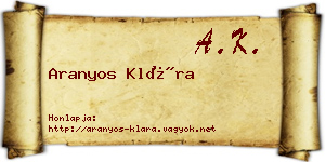 Aranyos Klára névjegykártya