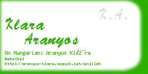 klara aranyos business card